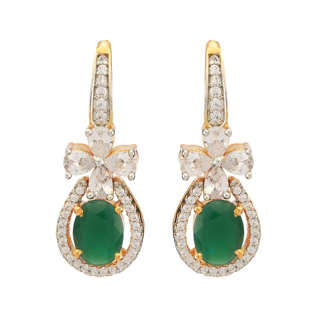 Kushal'S Fashion Jewellery Rhodium-Plated Party Zircon Drop Earrings - 177953 : 426406
