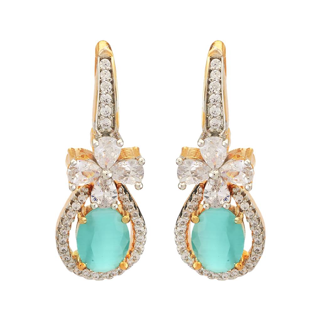 Kushal'S Fashion Jewellery Rhodium-Plated Party Zircon Drop Earrings - 177953 : 426409