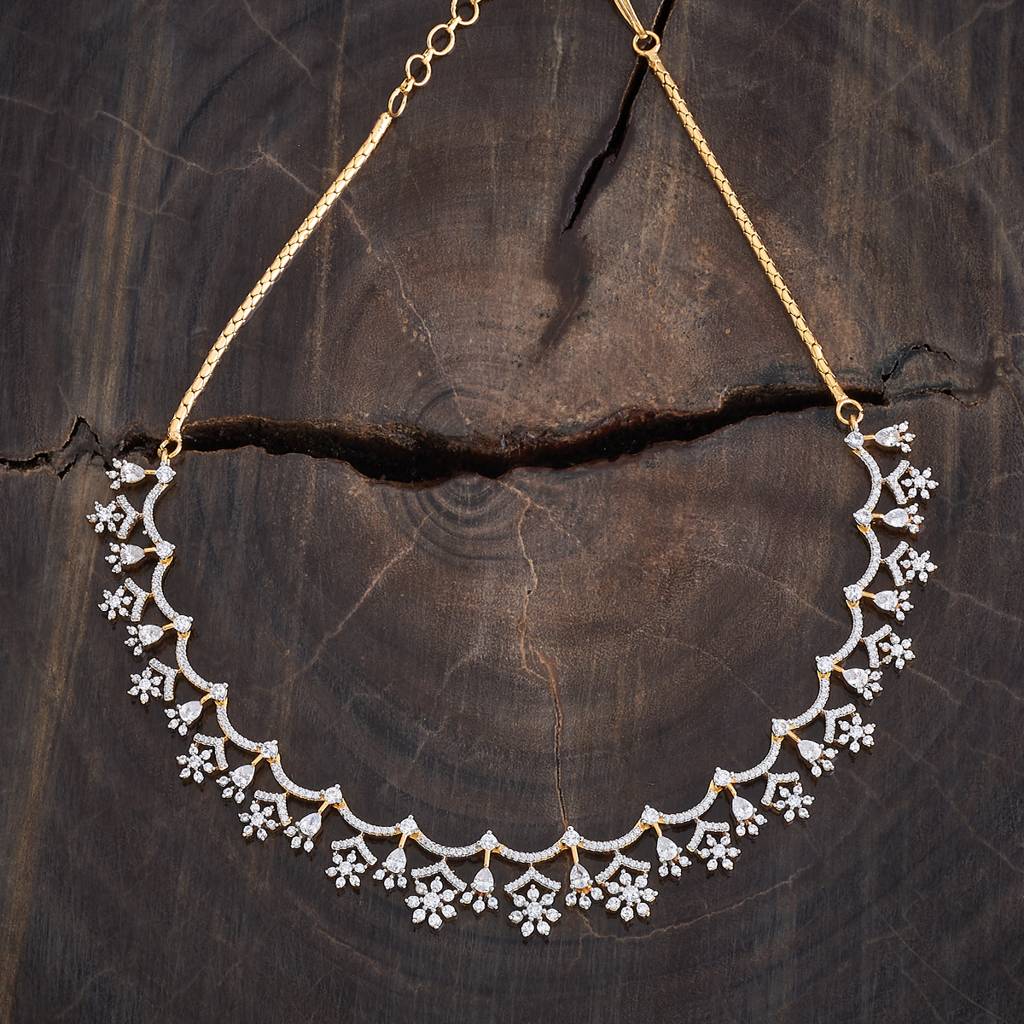 Kushal'S Fashion Jewellery White Rhodium-Plated Western Zircon Necklace - 426383 : 426383