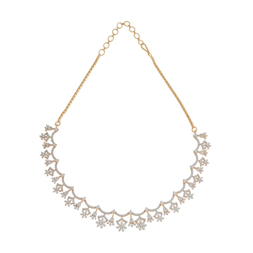 Kushal'S Fashion Jewellery White Rhodium-Plated Western Zircon Necklace - 426383 : 426383