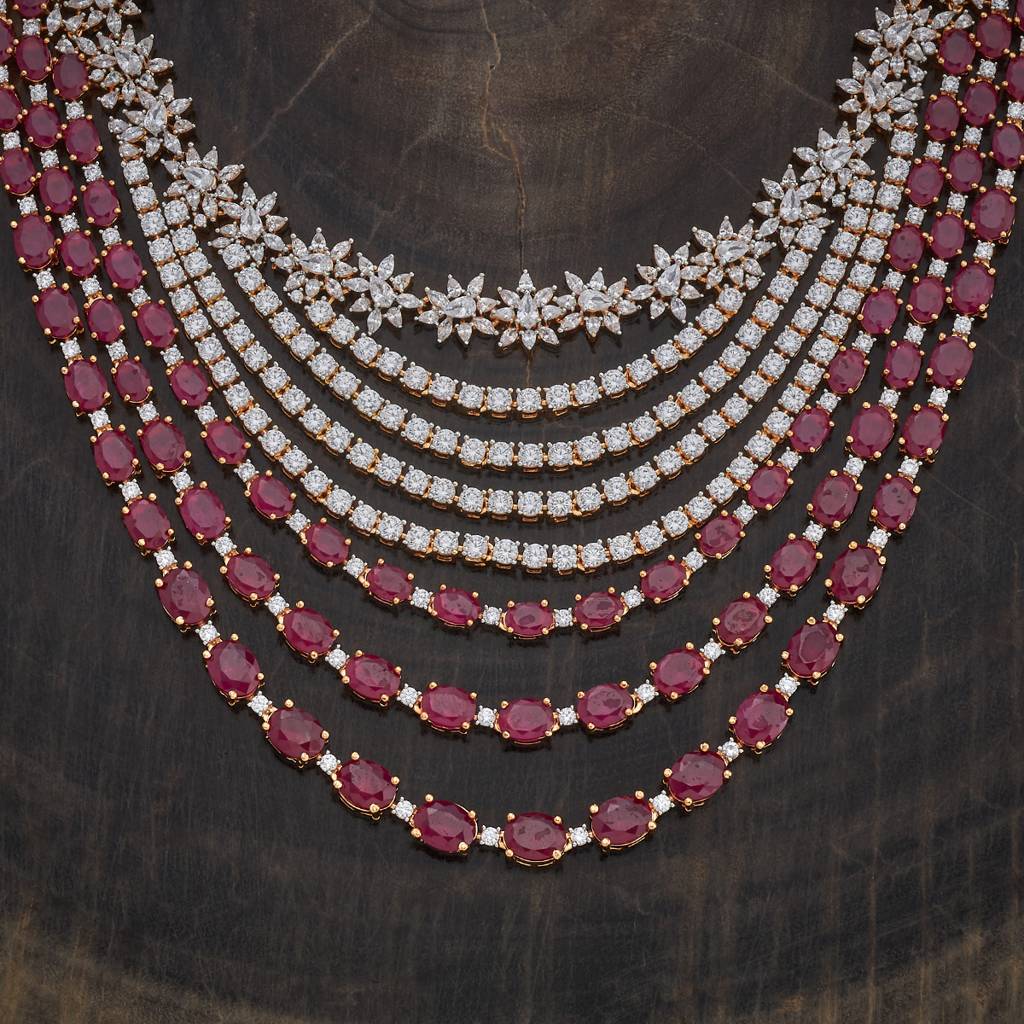 Kushal'S Fashion Jewellery Rhodium-Plated Western Zircon Necklace - 177995 : 426386