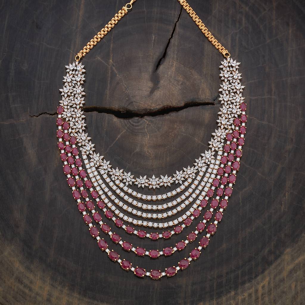 Kushal'S Fashion Jewellery Rhodium-Plated Western Zircon Necklace - 177995 : 426386