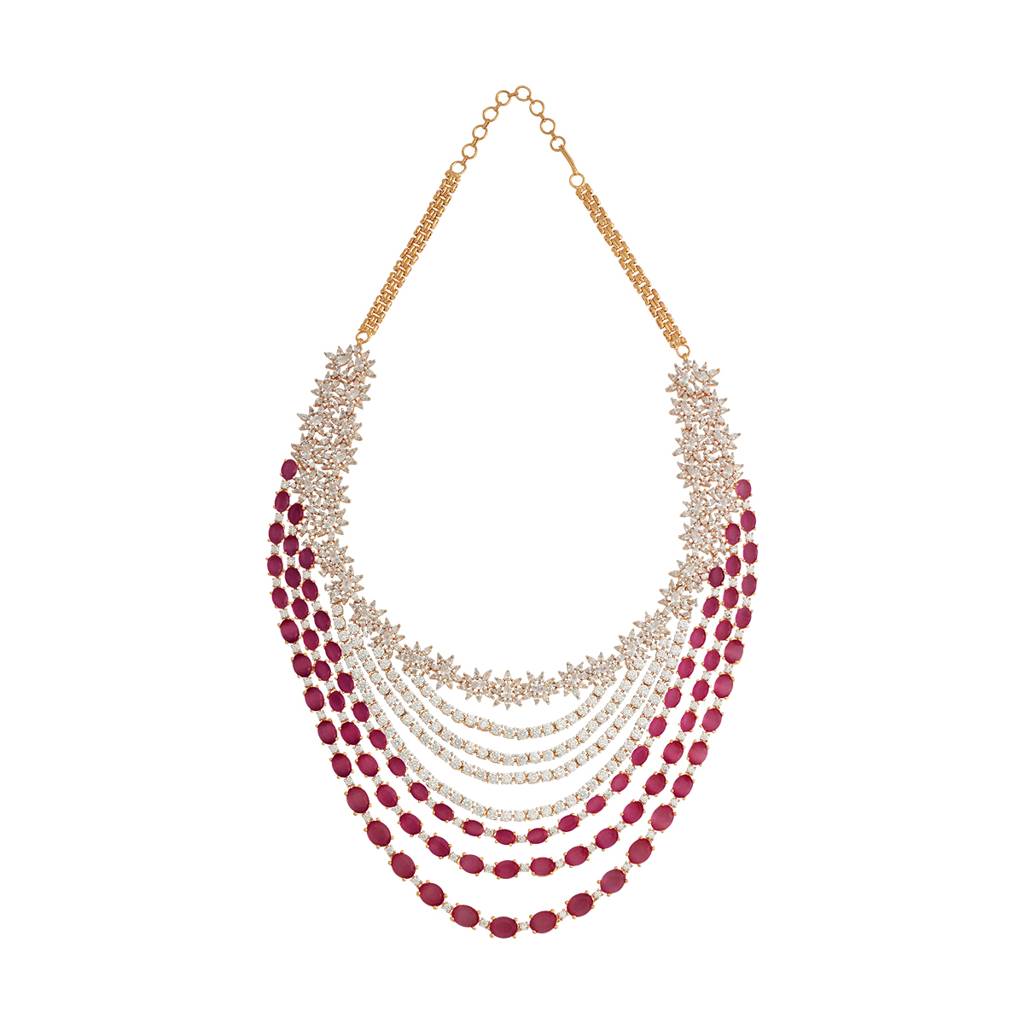 Kushal'S Fashion Jewellery Rhodium-Plated Western Zircon Necklace - 177995 : 426386