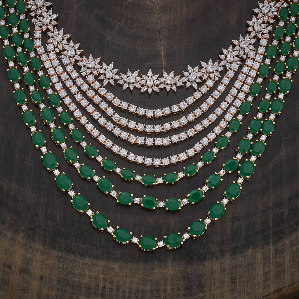 Kushal'S Fashion Jewellery Rhodium-Plated Western Zircon Necklace - 177995 : 426387