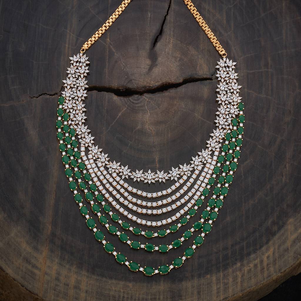 Kushal'S Fashion Jewellery Rhodium-Plated Western Zircon Necklace - 177995 : 426387