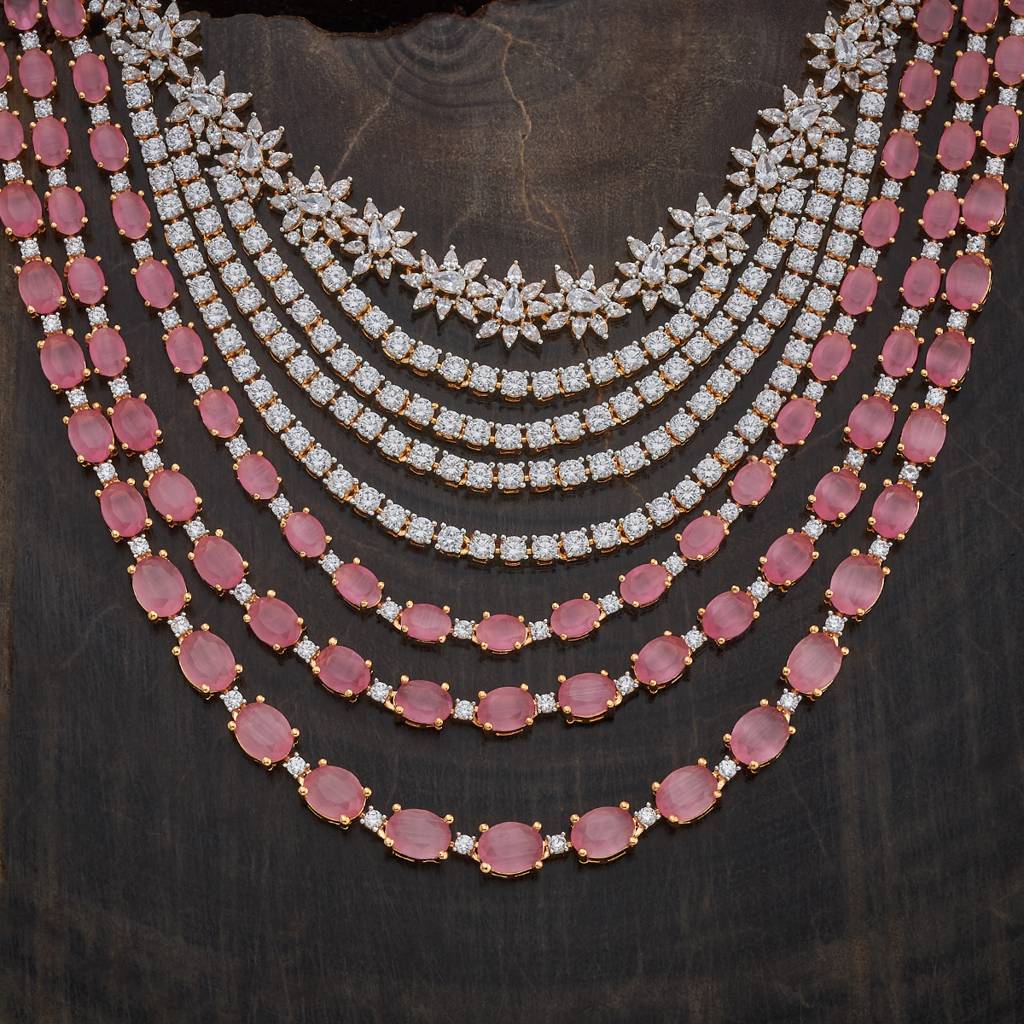 Kushal'S Fashion Jewellery Rhodium-Plated Western Zircon Necklace - 177995 : 426389