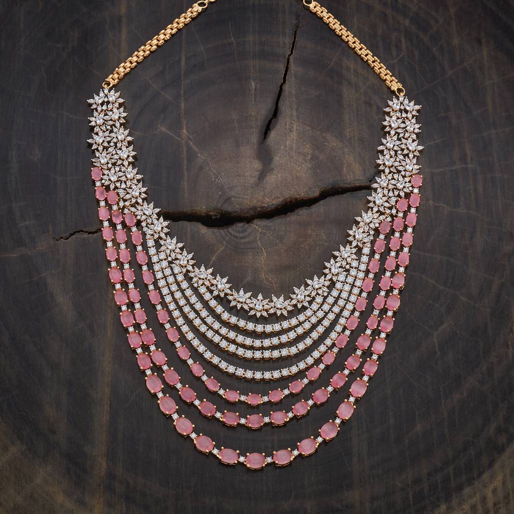 Kushal'S Fashion Jewellery Rhodium-Plated Western Zircon Necklace - 177995 : 426389