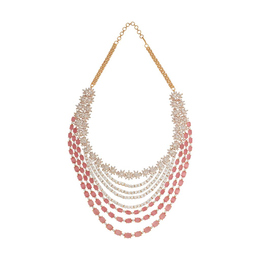 Kushal'S Fashion Jewellery Rhodium-Plated Western Zircon Necklace - 177995 : 426389