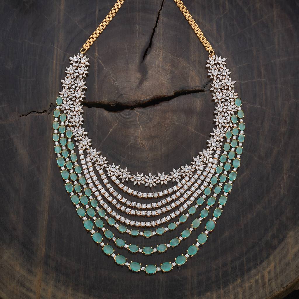 Kushal'S Fashion Jewellery Rhodium-Plated Western Zircon Necklace - 177995 : 426390