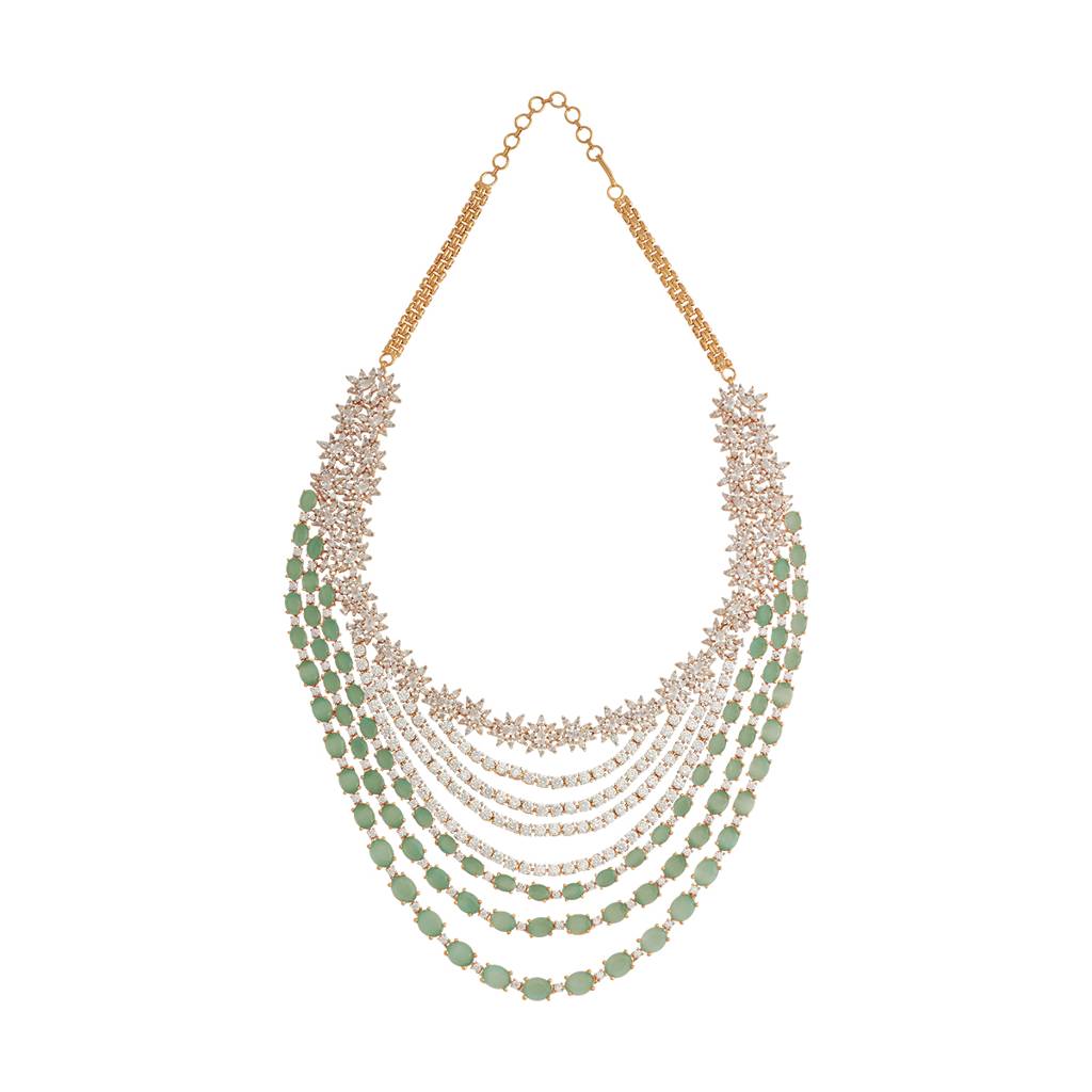 Kushal'S Fashion Jewellery Rhodium-Plated Western Zircon Necklace - 177995 : 426390