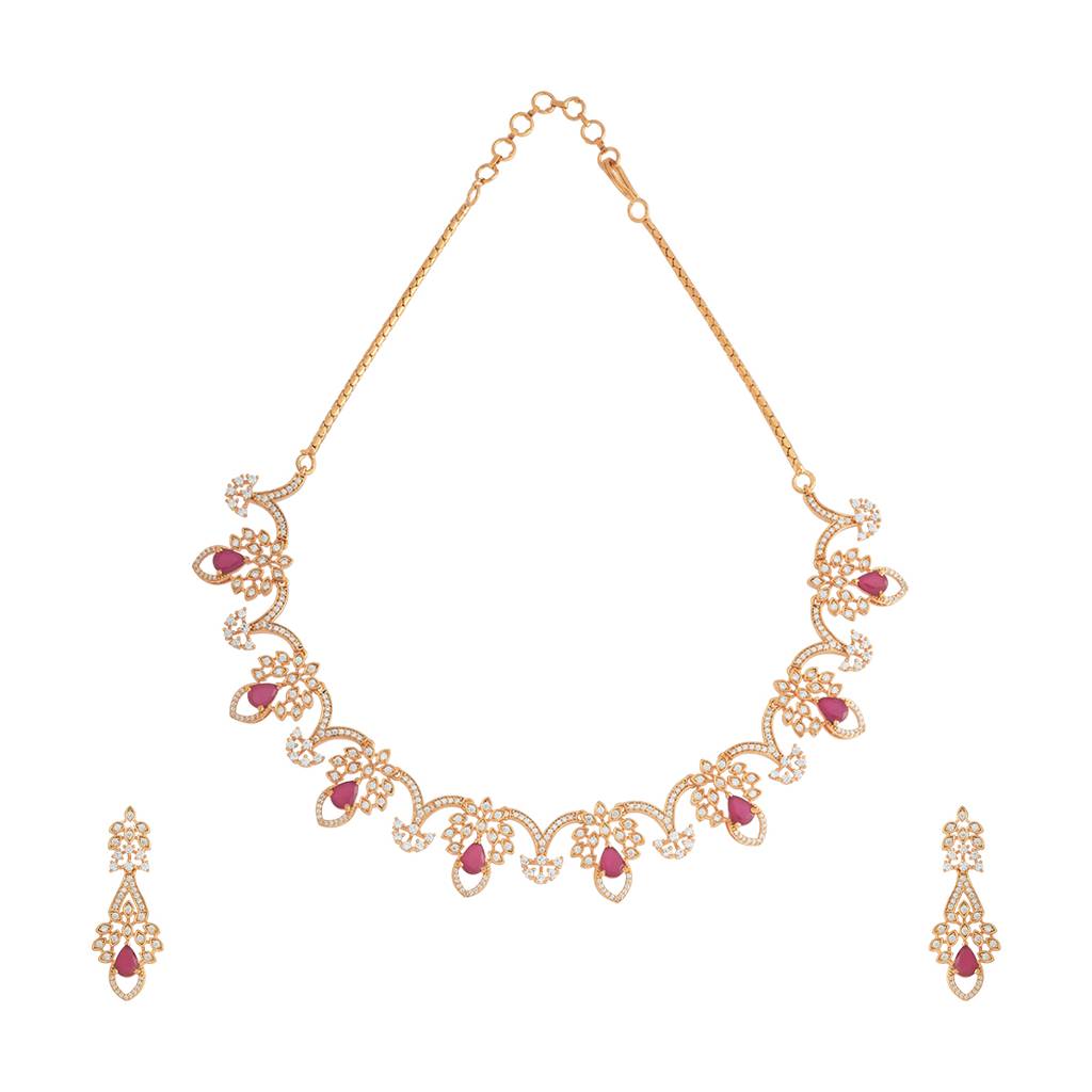 Kushal'S Fashion Jewellery Gold-Plated Party Zircon Jewellery Set - 177998 : 426478