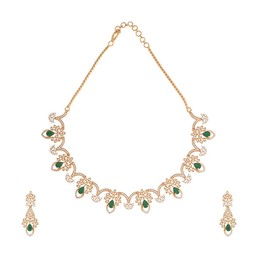 Kushal'S Fashion Jewellery Gold-Plated Party Zircon Jewellery Set - 177998 : 426479