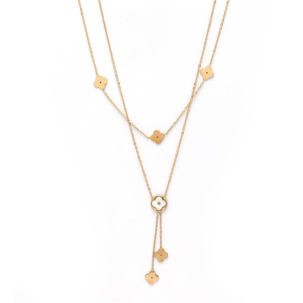 Vintage Sunflower 18K Gold-Plated Necklace : CloverStar18KGoldPlatedMulti-LayerNecklace