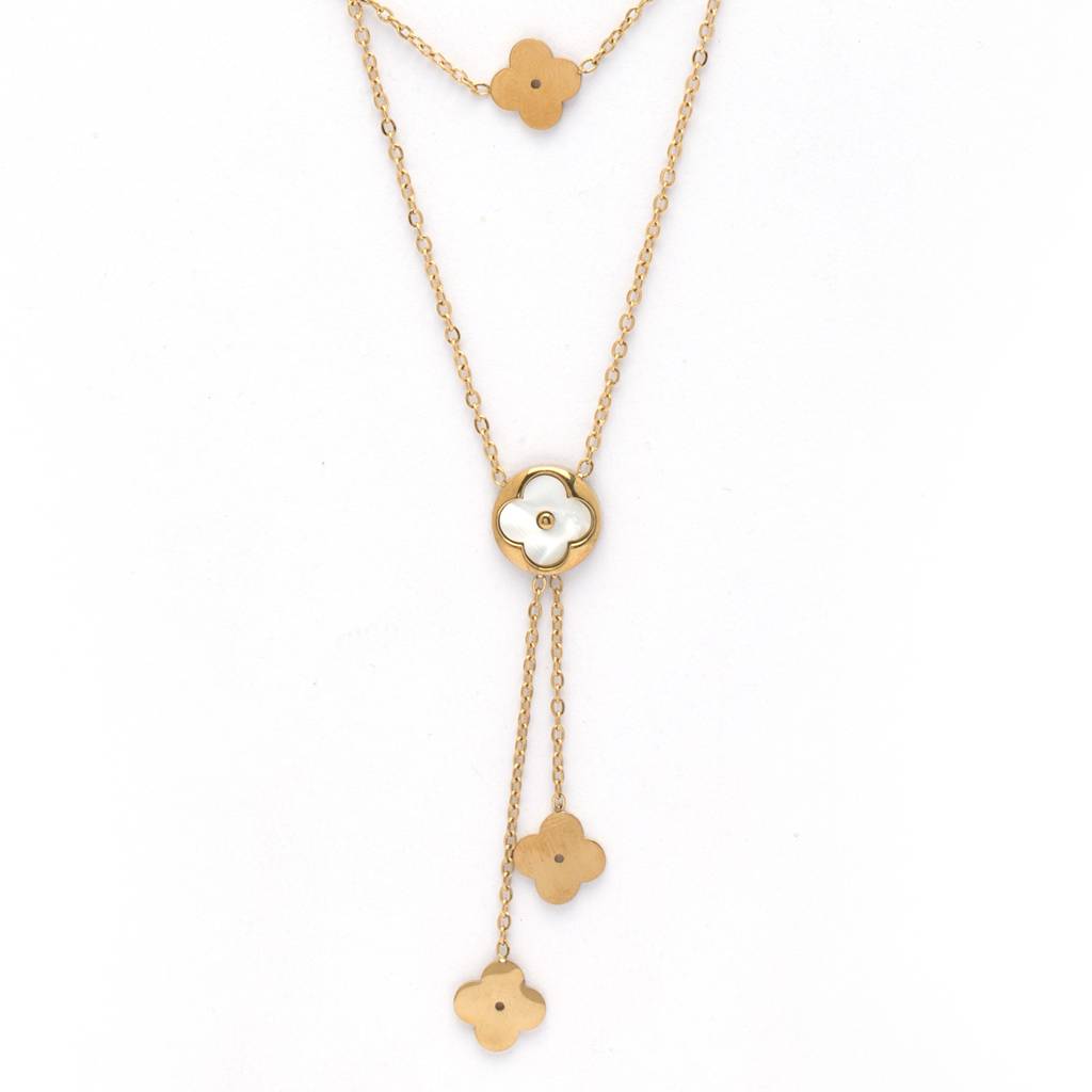 Vintage Sunflower 18K Gold-Plated Necklace : CloverStar18KGoldPlatedMulti-LayerNecklace