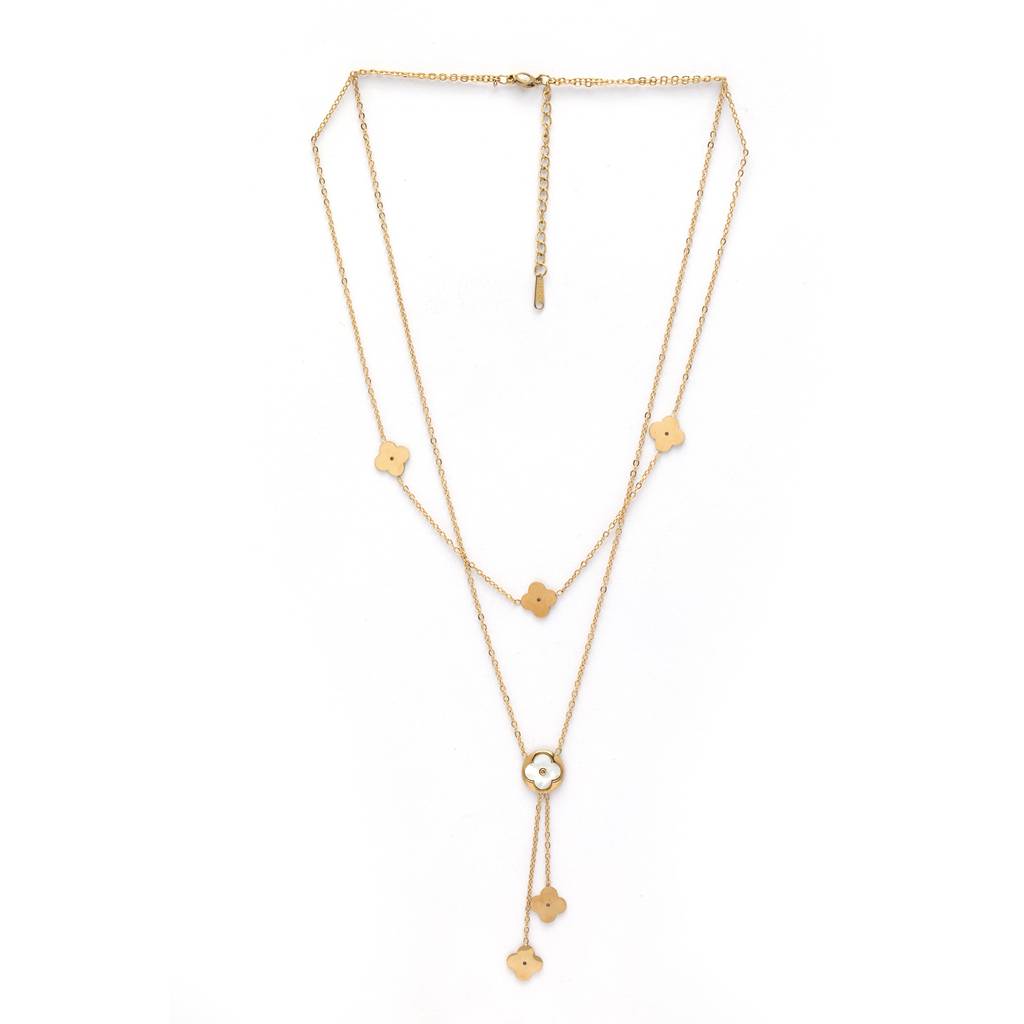 Vintage Sunflower 18K Gold-Plated Necklace : CloverStar18KGoldPlatedMulti-LayerNecklace