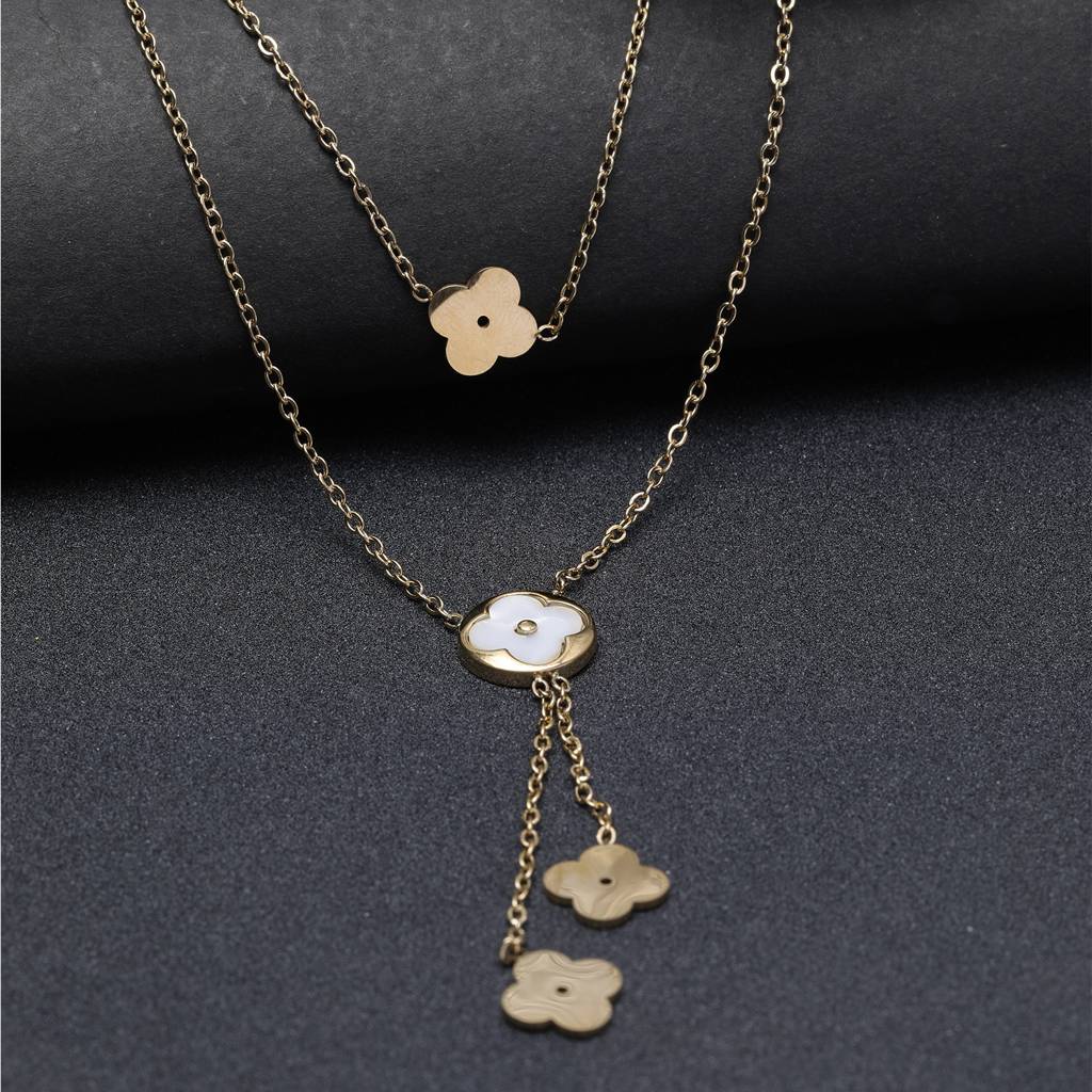 Vintage Sunflower 18K Gold-Plated Necklace : CloverStar18KGoldPlatedMulti-LayerNecklace