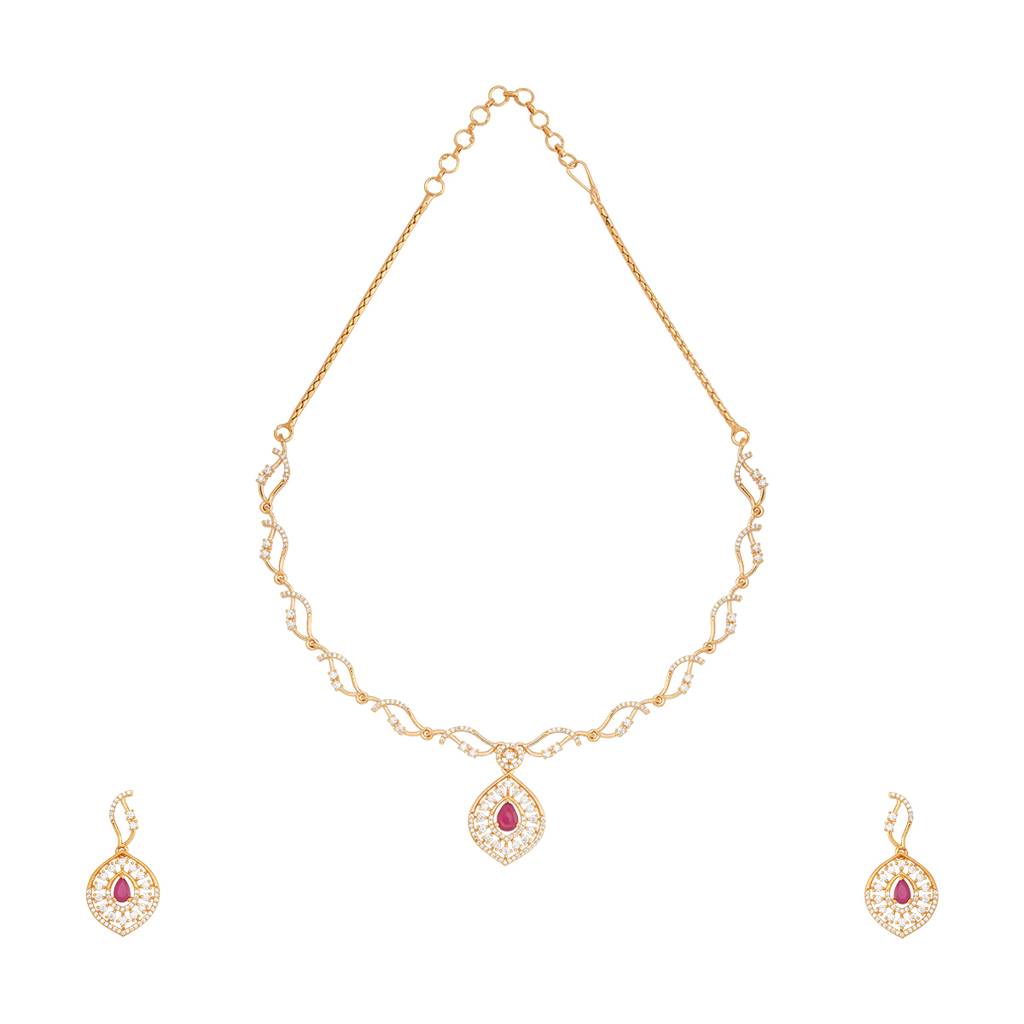 Kushal'S Fashion Jewellery Gold-Plated Party Zircon Jewellery Set - 178006 : 426492