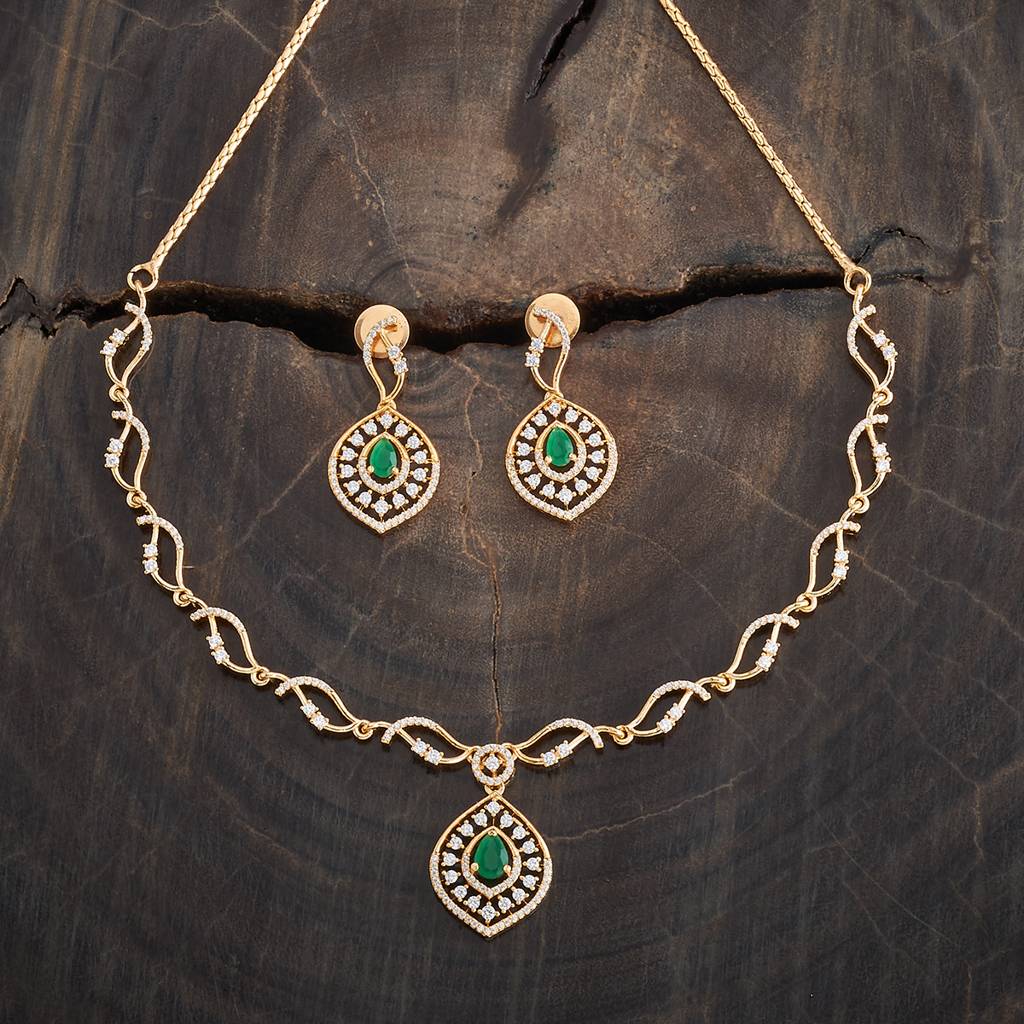 Kushal'S Fashion Jewellery Gold-Plated Party Zircon Jewellery Set - 178006 : 426493