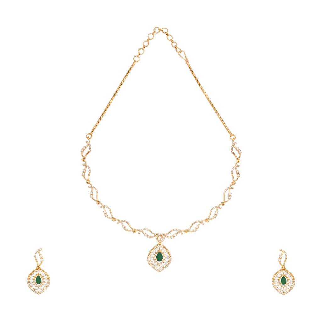 Kushal'S Fashion Jewellery Gold-Plated Party Zircon Jewellery Set - 178006 : 426493