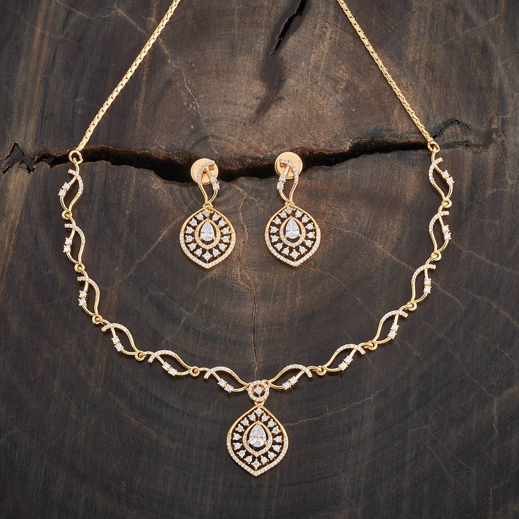 Kushal'S Fashion Jewellery Gold-Plated Party Zircon Jewellery Set - 178006 : 426494