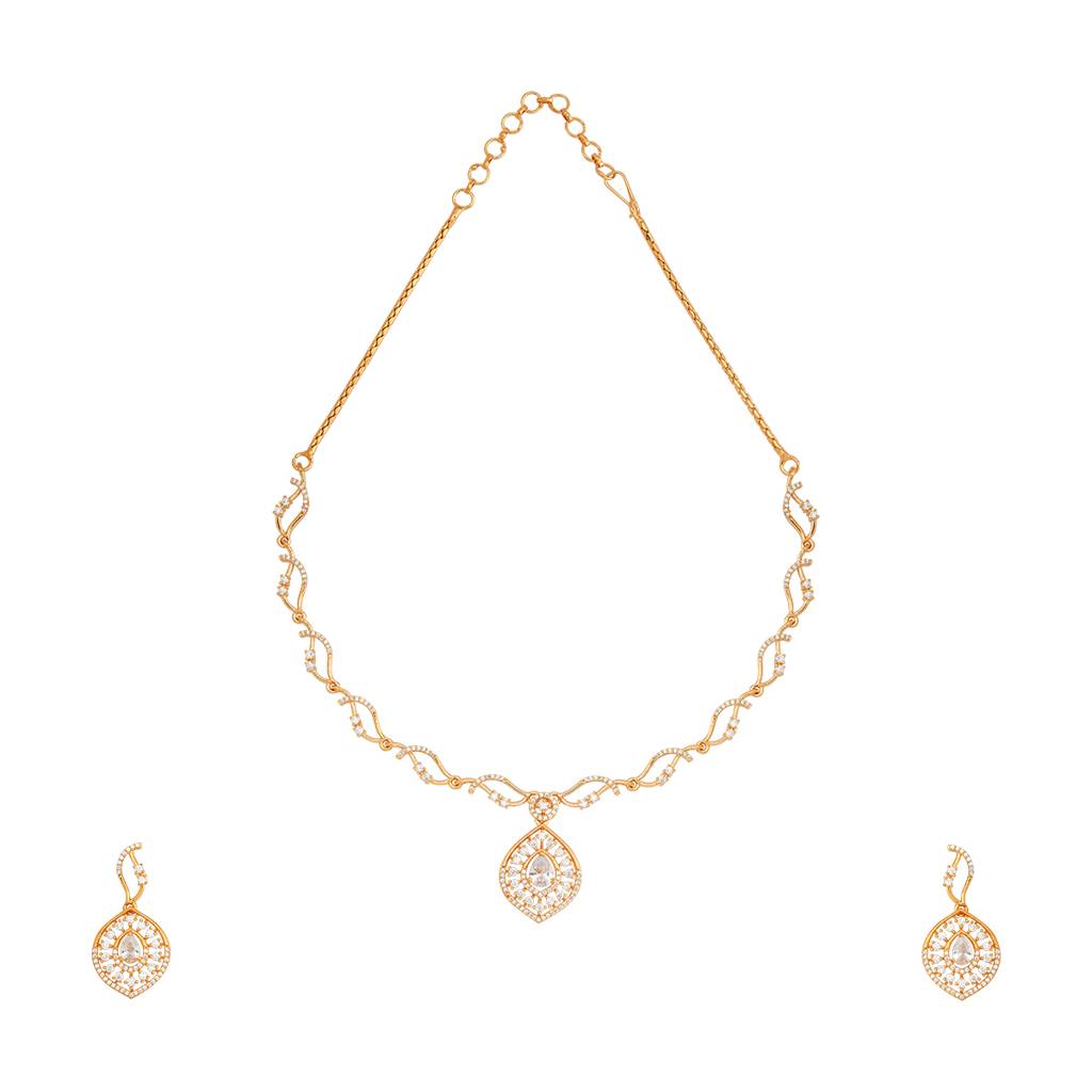 Kushal'S Fashion Jewellery Gold-Plated Party Zircon Jewellery Set - 178006 : 426494