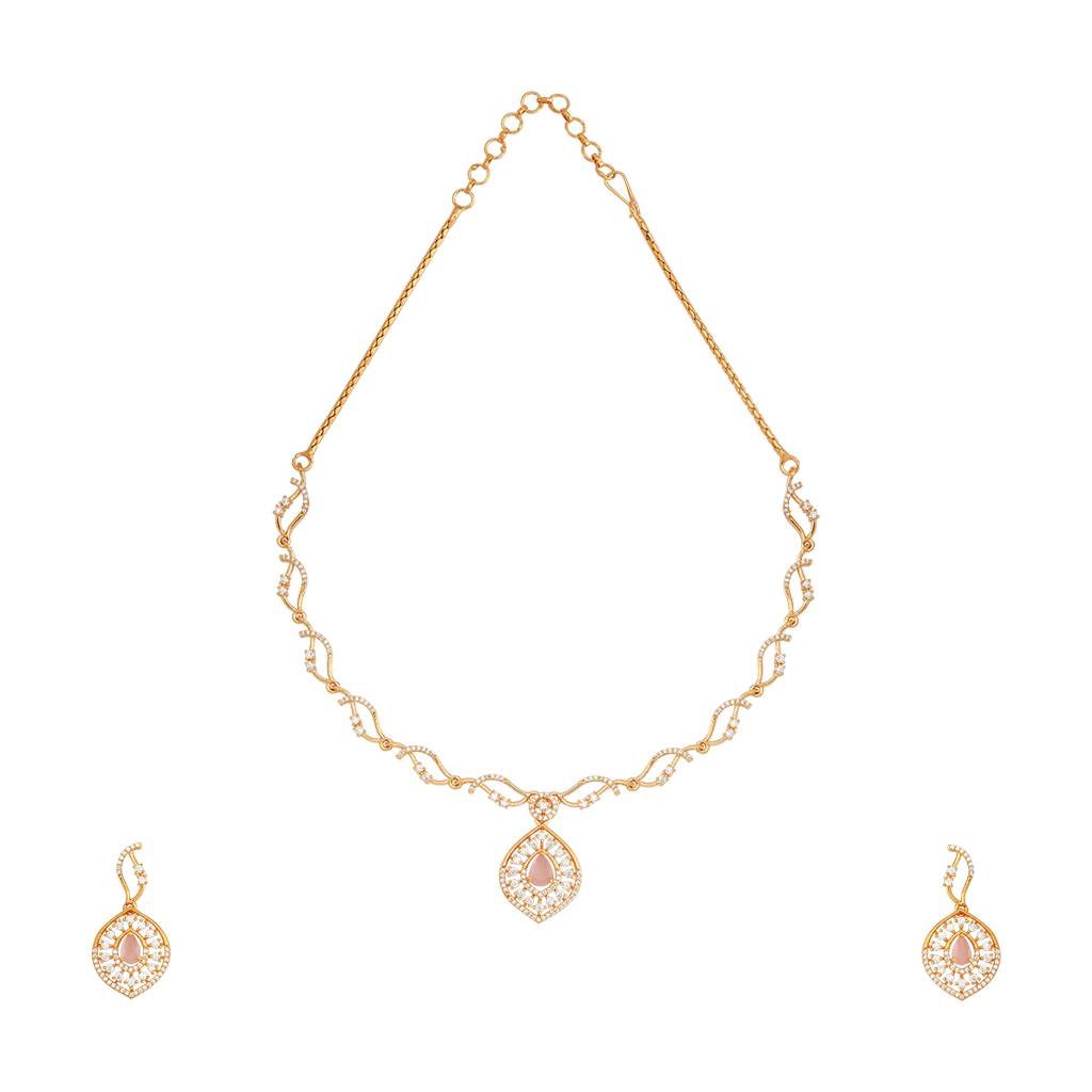Kushal'S Fashion Jewellery Gold-Plated Party Zircon Jewellery Set - 178006 : 426495