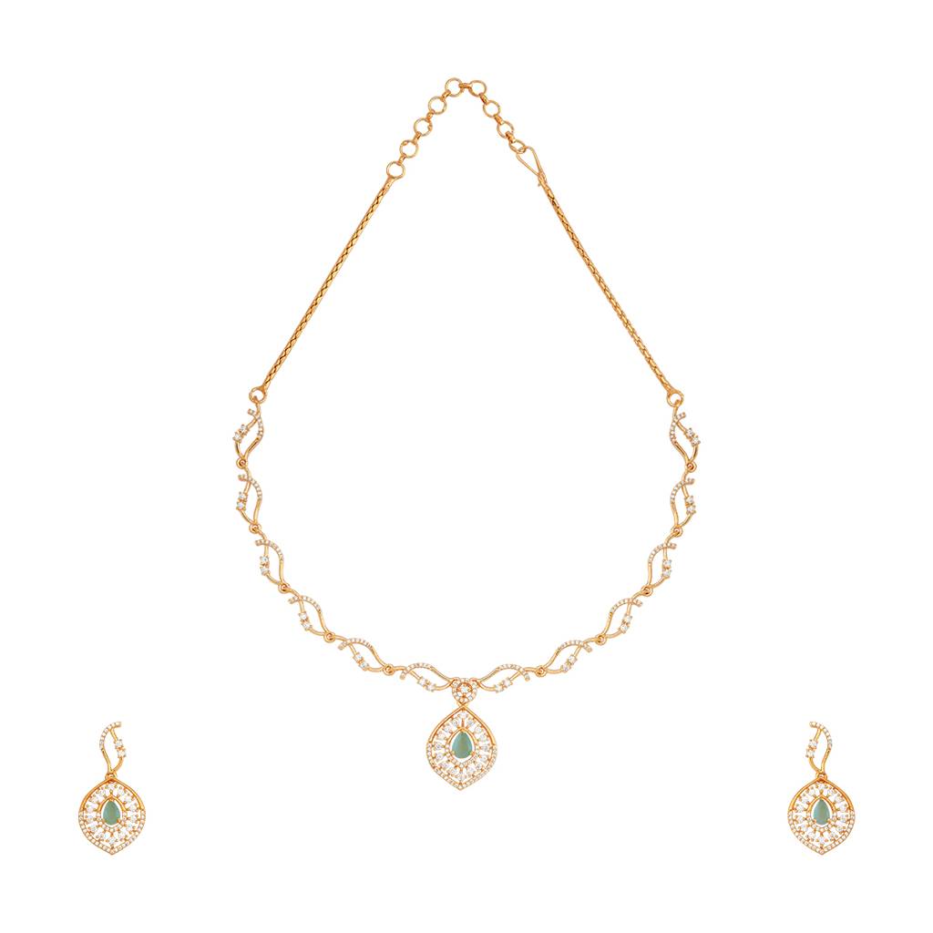 Kushal'S Fashion Jewellery Gold-Plated Party Zircon Jewellery Set - 178006 : 426496