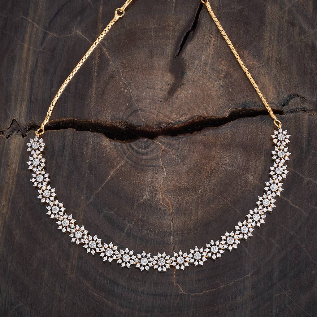 Kushal'S Fashion Jewellery White Rhodium-Plated Western Zircon Necklace - 426500 : 426500