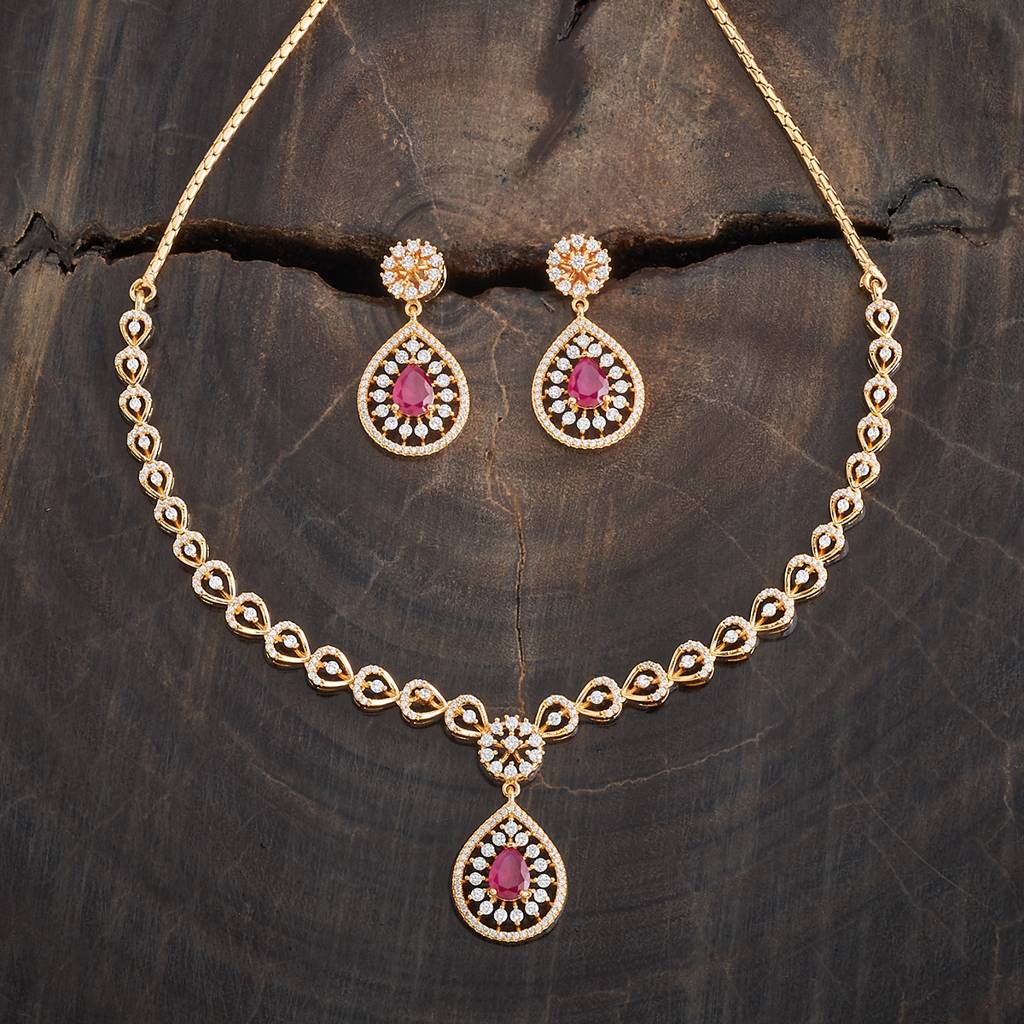 Kushal'S Fashion Jewellery Gold-Plated Party Zircon Jewellery Set - 178018 : 426510