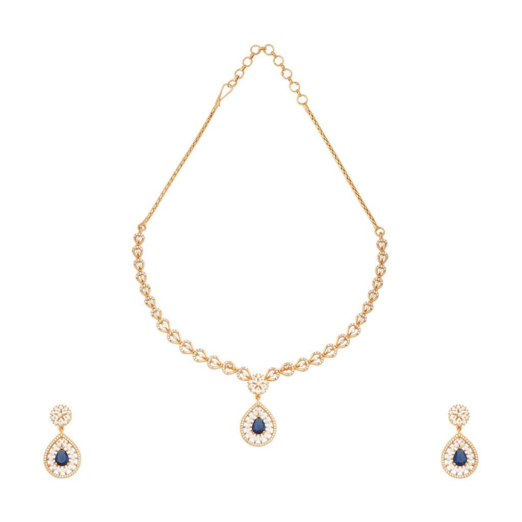 Kushal'S Fashion Jewellery Gold-Plated Party Zircon Jewellery Set - 178018 : 426513