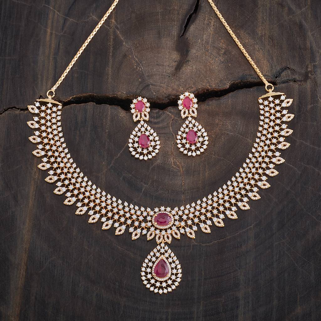 Kushal'S Fashion Jewellery Gold-Plated Party Zircon Jewellery Set - 178019 : 426515