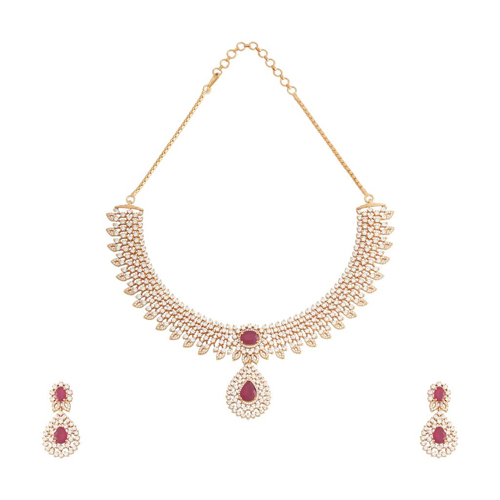 Kushal'S Fashion Jewellery Gold-Plated Party Zircon Jewellery Set - 178019 : 426515