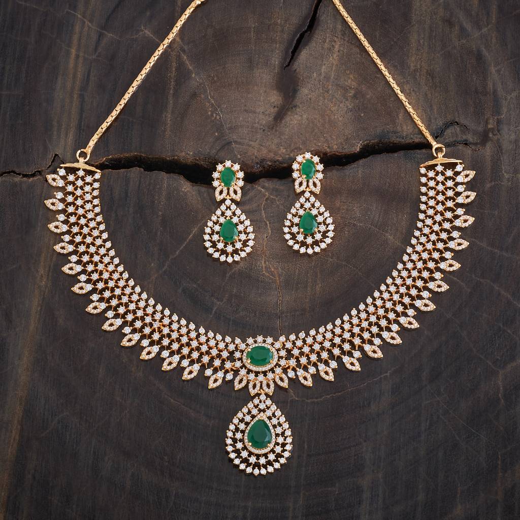 Kushal'S Fashion Jewellery Gold-Plated Party Zircon Jewellery Set - 178019 : 426516