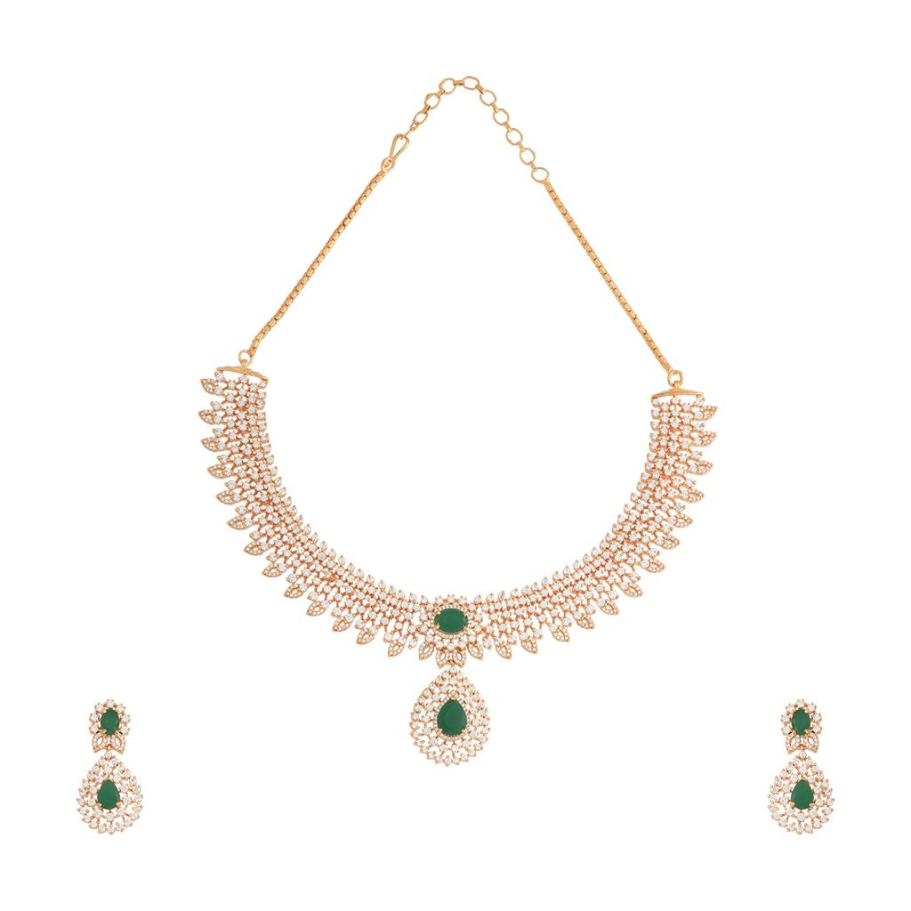 Kushal'S Fashion Jewellery Gold-Plated Party Zircon Jewellery Set - 178019 : 426516