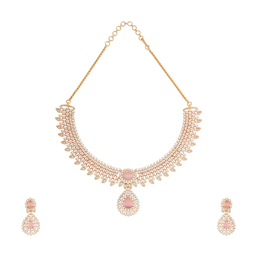 Kushal'S Fashion Jewellery Gold-Plated Party Zircon Jewellery Set - 178019 : 426517