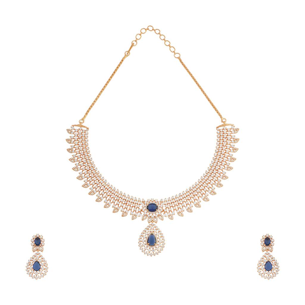 Kushal'S Fashion Jewellery Gold-Plated Party Zircon Jewellery Set - 178019 : 426518