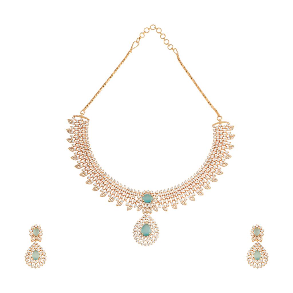 Kushal'S Fashion Jewellery Gold-Plated Party Zircon Jewellery Set - 178019 : 426519