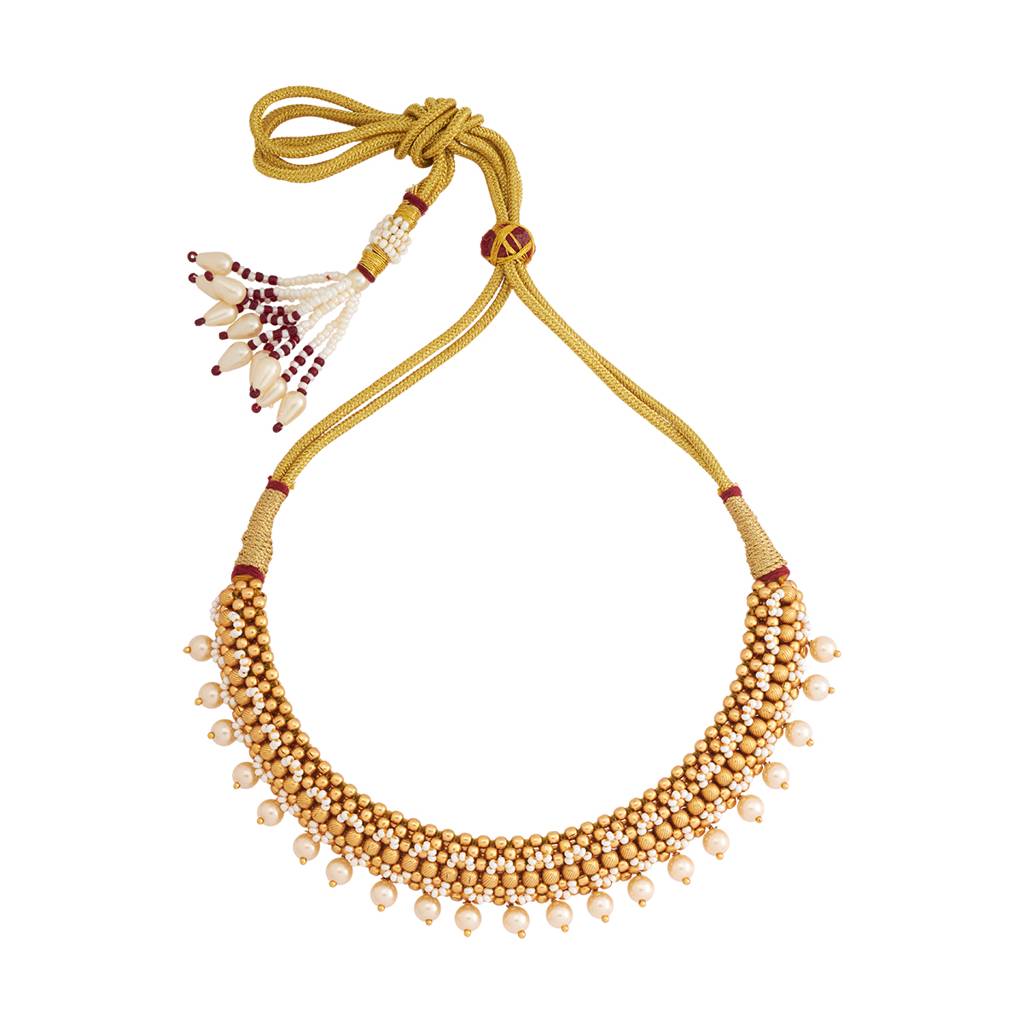 Kushal'S Fashion Jewellery Gold-Plated Ethnic Antique Necklace - 433396 : 433396