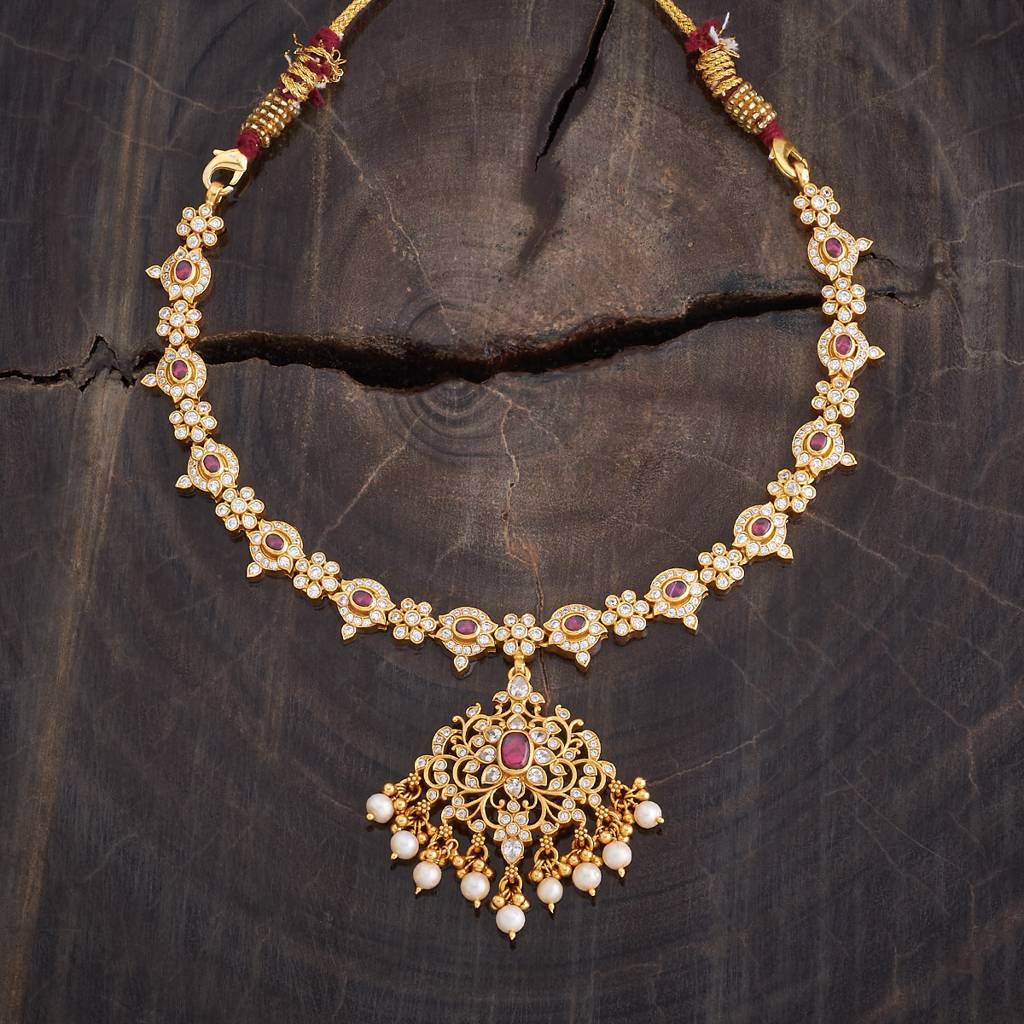 Kushal'S Fashion Jewellery Gold-Plated Ethnic 92.5 Pure Silver Temple Necklace - 178071 : 426602