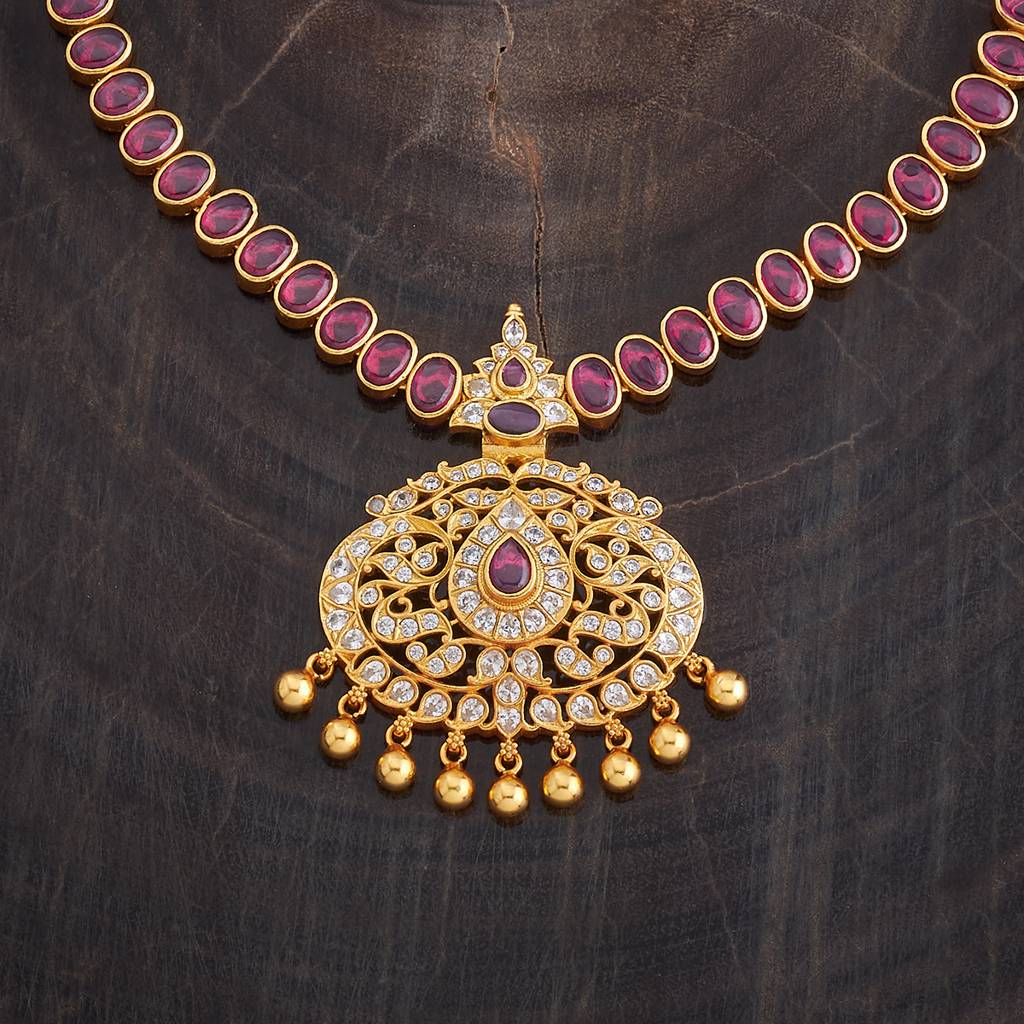 Kushal'S Fashion Jewellery Gold-Plated Ethnic 92.5 Pure Silver Temple Necklace - 178074 : 426604