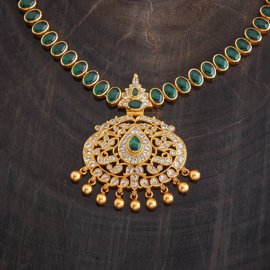 Kushal'S Fashion Jewellery Gold-Plated Ethnic 92.5 Pure Silver Temple Necklace - 178074 : 426605