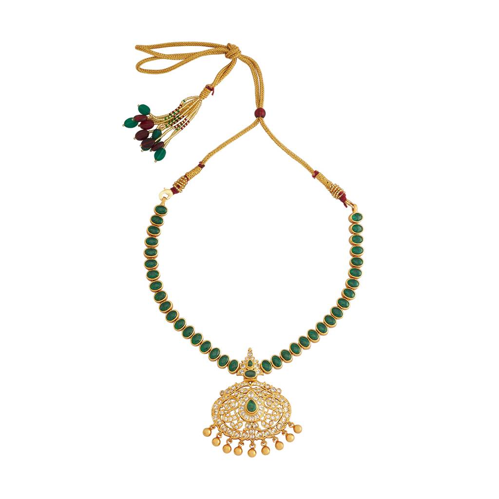 Kushal'S Fashion Jewellery Gold-Plated Ethnic 92.5 Pure Silver Temple Necklace - 178074 : 426605