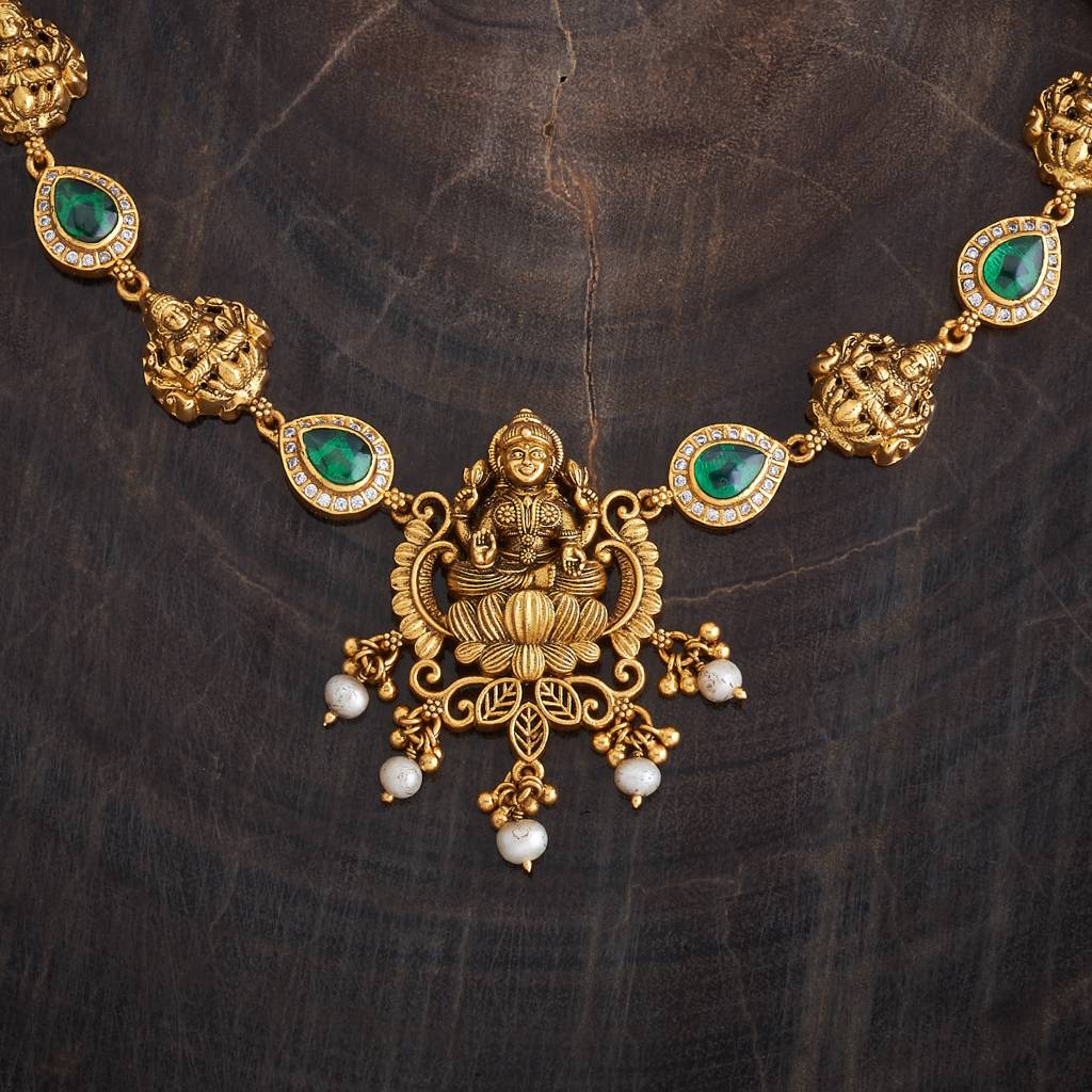 Kushal'S Fashion Jewellery Gold-Plated Ethnic 92.5 Pure Silver Temple Necklace - 178075 : 426588