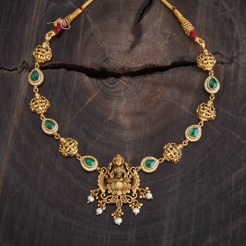 Kushal'S Fashion Jewellery Gold-Plated Ethnic 92.5 Pure Silver Temple Necklace - 178075 : 426588