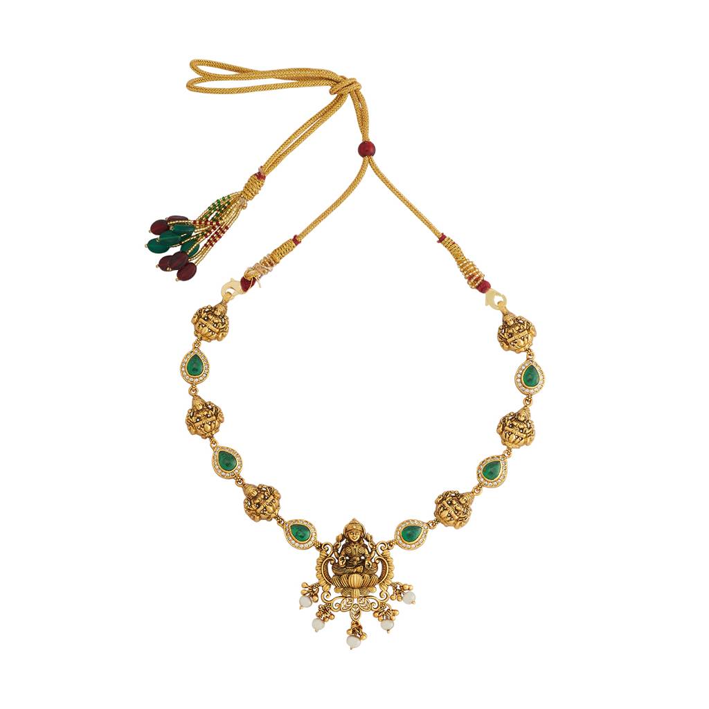 Kushal'S Fashion Jewellery Gold-Plated Ethnic 92.5 Pure Silver Temple Necklace - 178075 : 426588