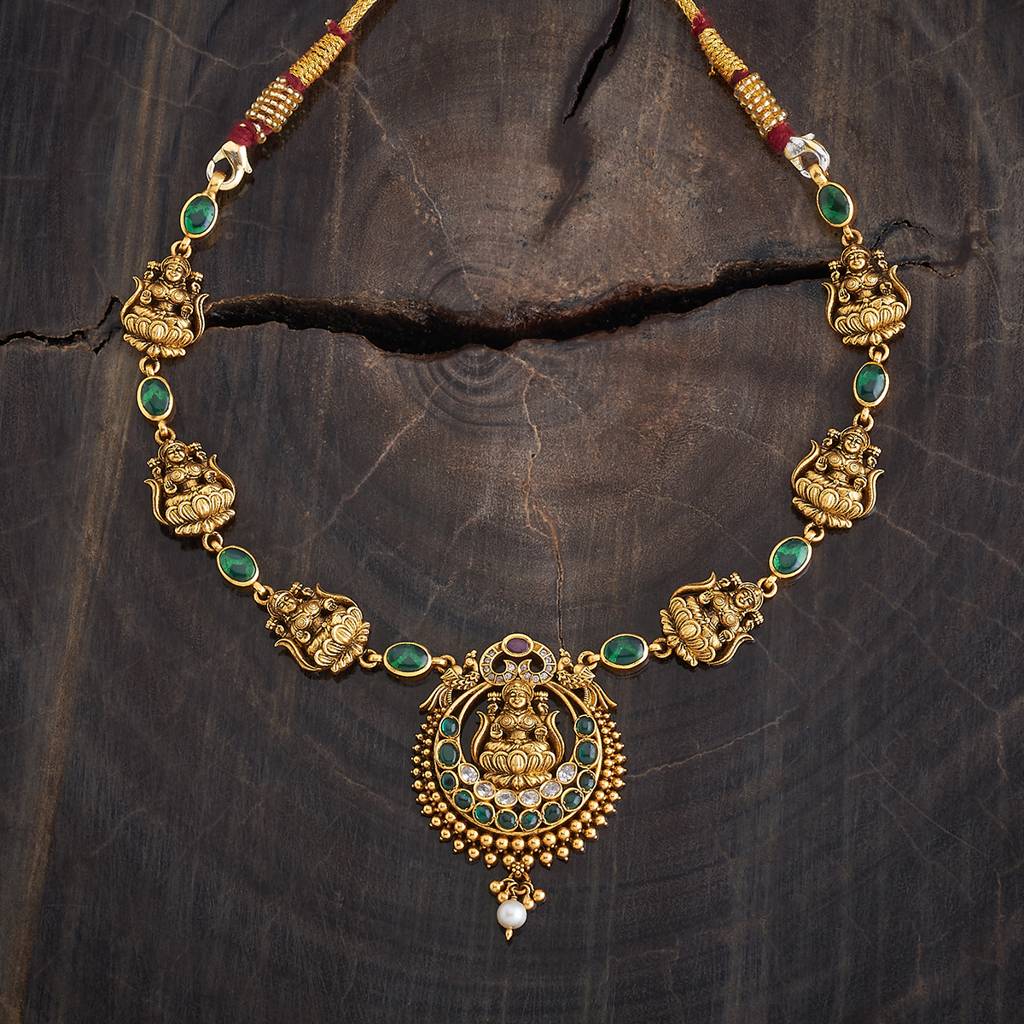 Kushal'S Fashion Jewellery Gold-Plated Ethnic 92.5 Pure Silver Temple Necklace - 178076 : 426590
