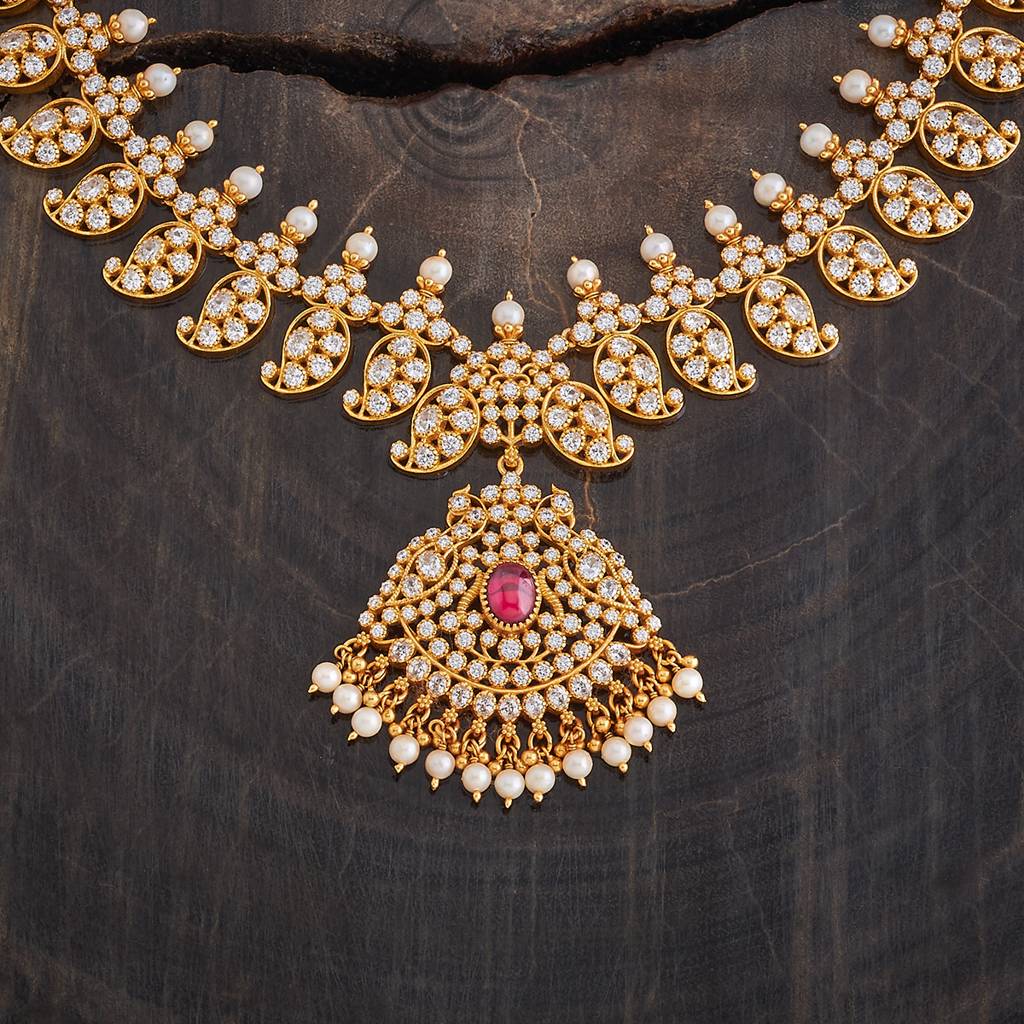 Kushal'S Fashion Jewellery Gold-Plated Ethnic 92.5 Pure Silver Temple Necklace - 178100 : 426619
