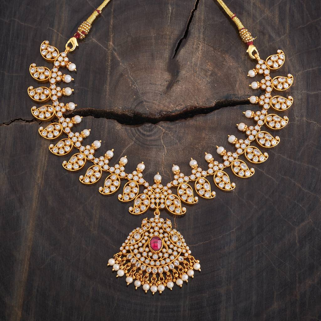 Kushal'S Fashion Jewellery Gold-Plated Ethnic 92.5 Pure Silver Temple Necklace - 178100 : 426619