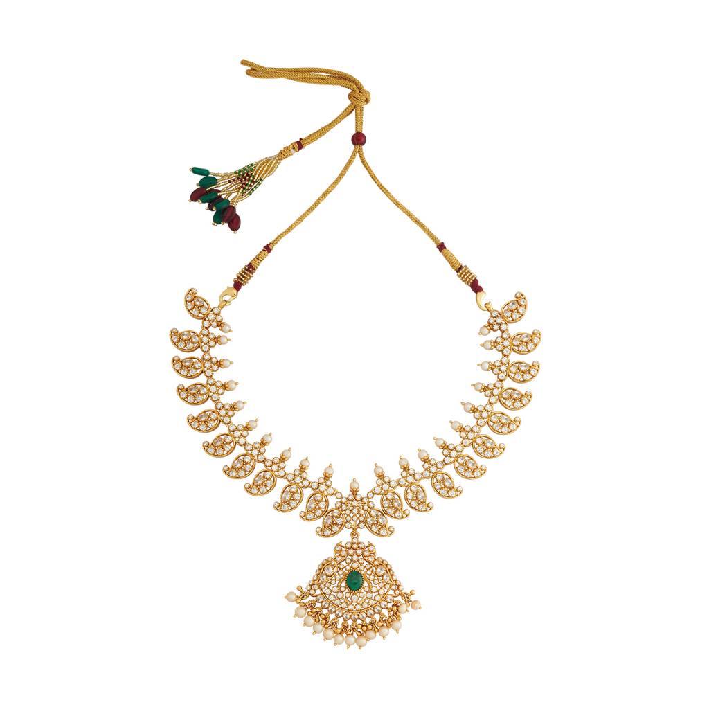 Kushal'S Fashion Jewellery Gold-Plated Ethnic 92.5 Pure Silver Temple Necklace - 178100 : 426620