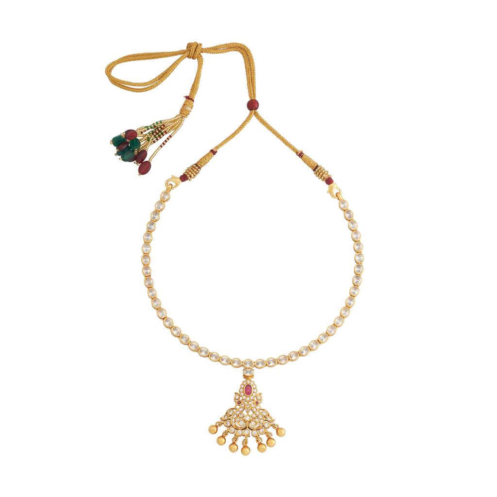 Kushal'S Fashion Jewellery Gold-Plated Ethnic 92.5 Pure Silver Temple Necklace - 178109 : 426629